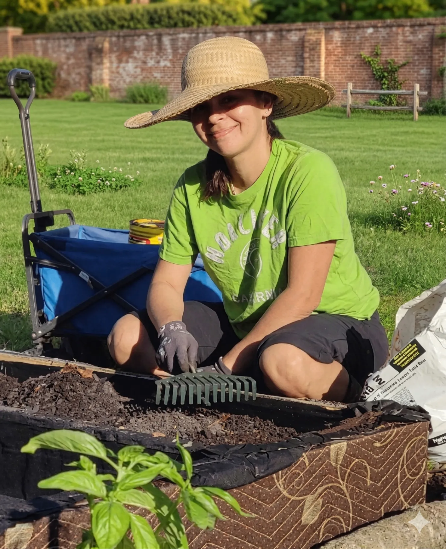 SolaPlant author gardening in her garden